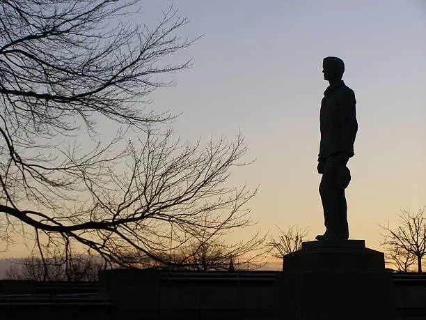 "Statue overlooking state capitol building in Hartford, Connecticut"