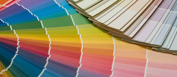 istock Color swatch samples catalog or rainbow colour palette guide for selection coloring on architecture and interior design work. 1768102993