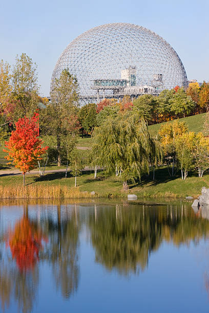 Biosphere of Montreal in autumn stock photo