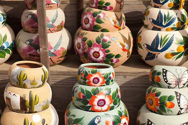 istock Variety of Colorfully Painted Ceramic Pots. 176810780