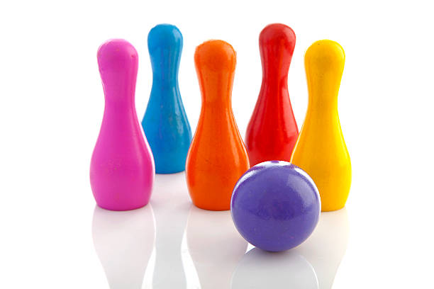 istock colorful bowling pins and ball 176811106