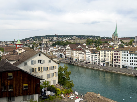 The city of Basel on the river Rhine.