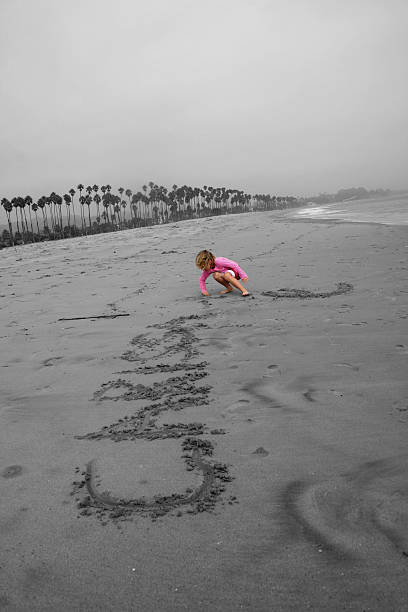 Selective Color - Child On Beach stock photo
