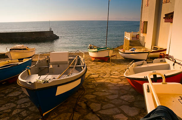 Guethary harbour "Fishing boats in Guethary harbour in Pays Basque, France." rame stock pictures, royalty-free photos & images