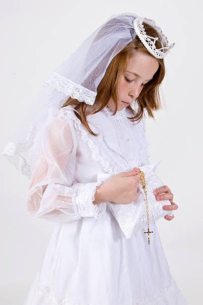 Young girl's First Communion stock photo