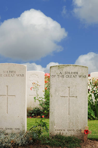 istock Graves of unknown soldiers at Tyne Cot cemetery, Flanders 176813982