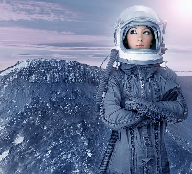istock astronaut woman futuristic moon space planets 176814118