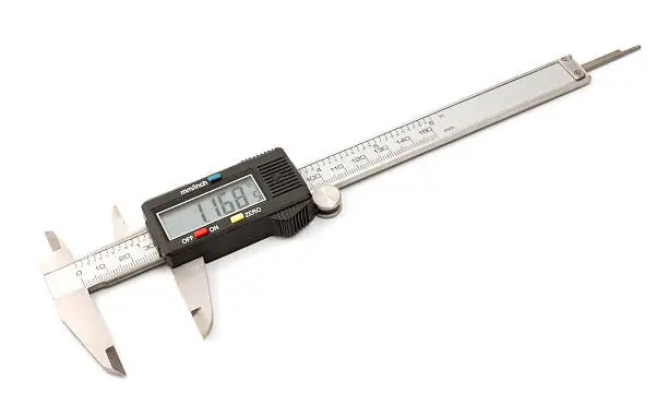 Electronic digital caliper isolated on white background. The precision tool.
