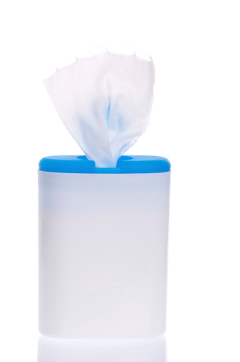 tissue dispenser for cleaning (computer screen or other devices) isolated on white background