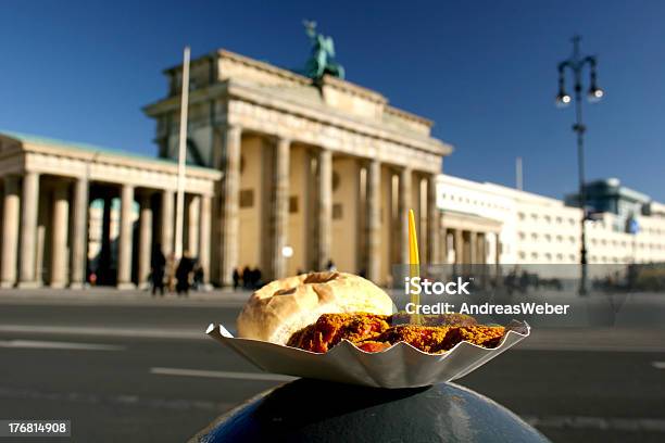 Currywurst And Brandenburg Gate Stock Photo - Download Image Now - Berlin, Food, Curry Sausage