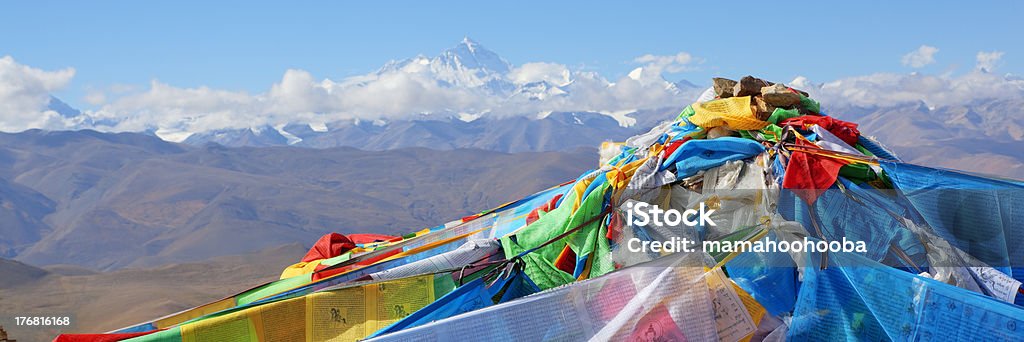 tibet: Tibetische Gebet flags - Lizenzfrei Mount Everest Stock-Foto