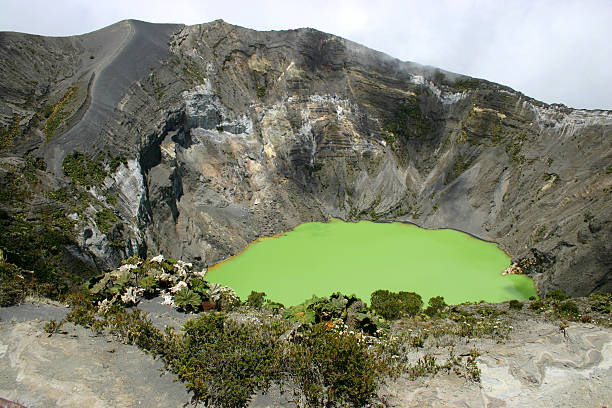 Crater of the Irazu volcano - Costa Rica Crater of the Irazu volcano - Costa RicaThe crater is filled with sulphurous green water. irazu stock pictures, royalty-free photos & images