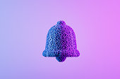 Bell with particles on neon background