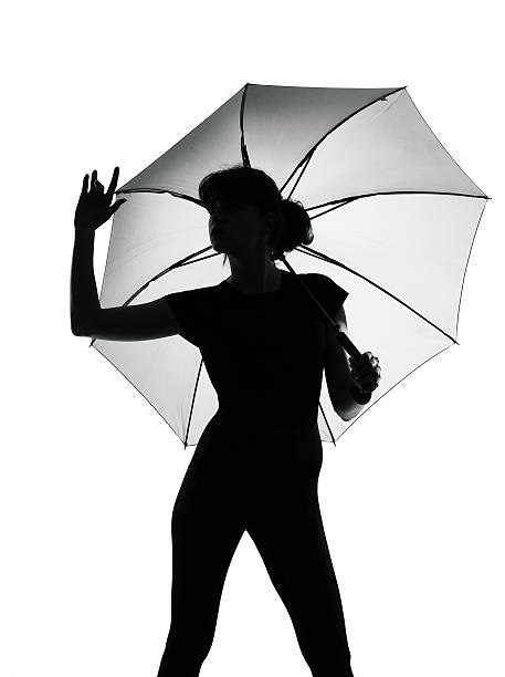 istock silhouette woman holding open umbrella 176816883