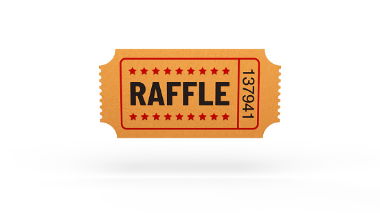 3D Raffle ticket with raffle word on it and ticket number