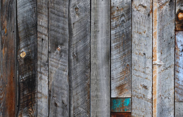 Close-up of weathered old wood boards wall texture background.