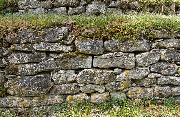 Ancient stone wall stock photo