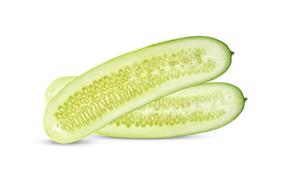 istock Slices of cucumber isolated on white 1768193606
