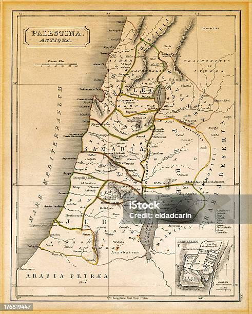 Foto de Antiga Palestina Mapa Impresso 1845 e mais fotos de stock de Mapa - Mapa, Israel, Arcaico