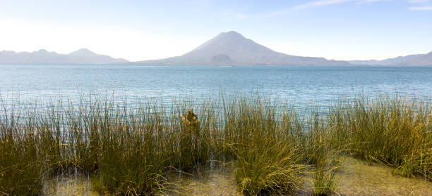Panajachel アティトラン湖、グアテマラ ストックフォト