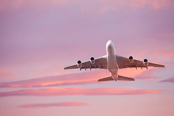 istock Superjumbo Airliner Taking Off at Sunset 176820303