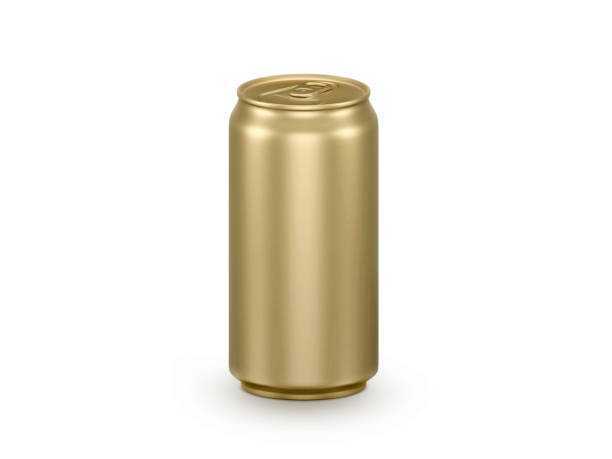 istock Golden aluminium cans on white background 1768211161