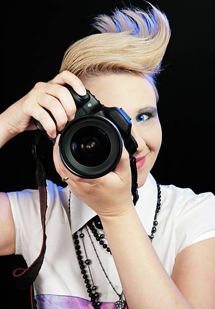 istock Funny female photographer 176821379