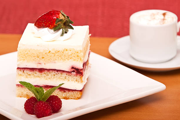 istock Strawberry cake with cappuccino 176821412