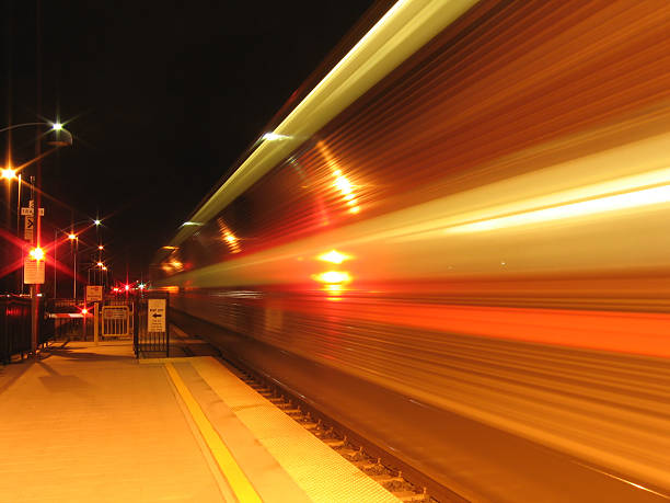 istock Train departing into the night 176821527