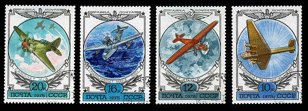 istock Old stamps set of aviation subjects 176821531
