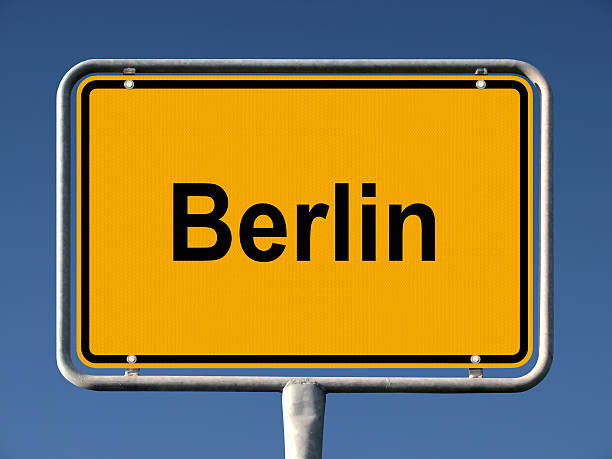 istock Square yellow road sign reading Berlin  176821709