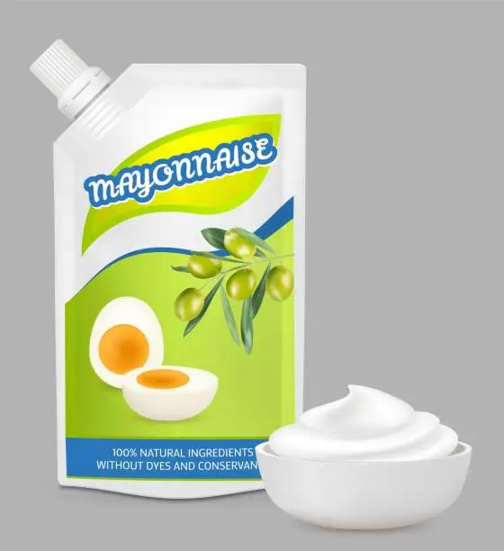 Vector illustration of Mayonnaise sauce soft food pack design vector illustration