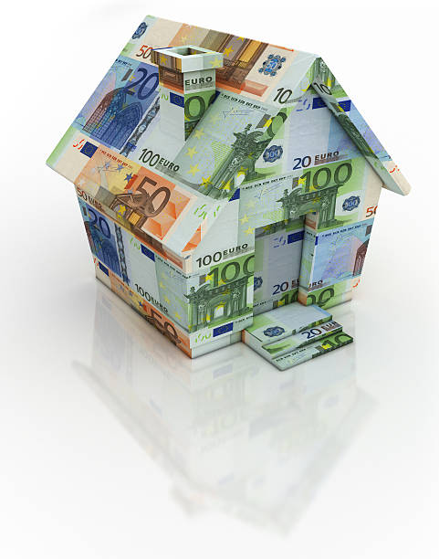 euro pieniądze dom - immobilienmarkt zdjęcia i obrazy z banku zdjęć