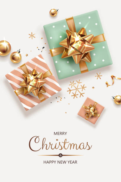 istock Vertical banner with gold Christmas symbols and text. 1768243934