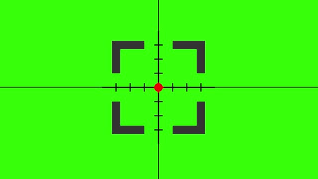 Shooting Target of Sniper score Sight crosshair Square Gun view. Focus and Concentration to Shot The Target. Digital icon animation in green screen. Chroma Key
