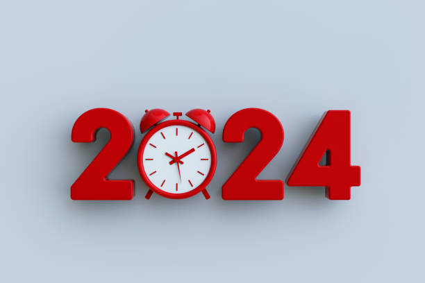 istock 2024 With An Alarm Clock On White Background 1768245352