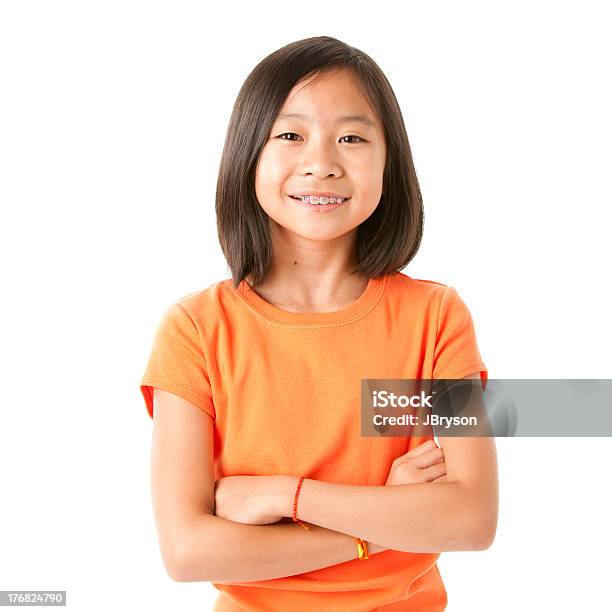 Smiling Asian Little Girl Stock Photo - Download Image Now - Child, White Background, Girls