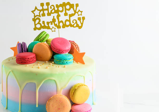 Delicious birthday cake with candle on light blue background.panoramic cover or banner concept.