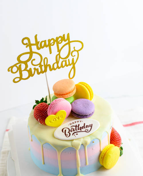 Delicious birthday cake with candle on light blue background.panoramic cover or banner concept.