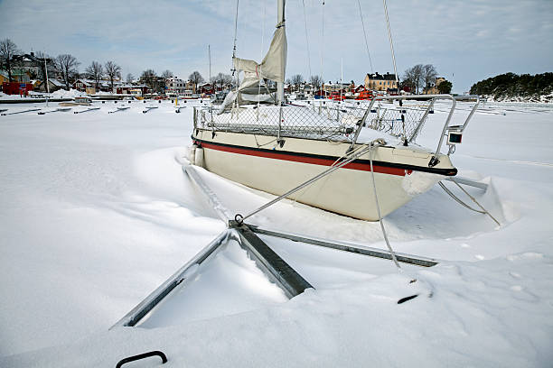 istock Sailboat frozen in ice wintertime 176825574