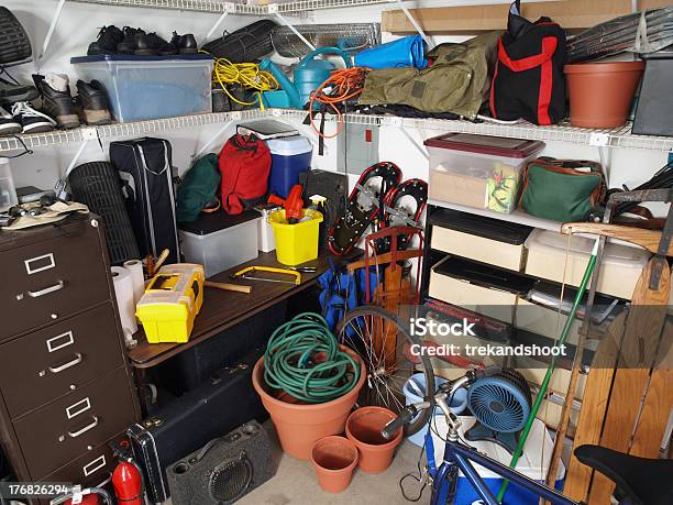 Garage Mess Stock Photo - Download Image Now - Garage, Messy, Storage Room