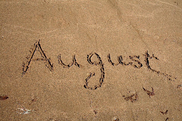 istock Text on the sand that says August 176827460