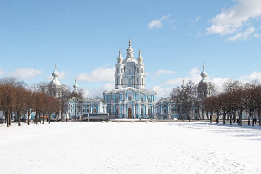 Russia, St. Petersburg. Smolny Cathedral (Church of the Resurrection)