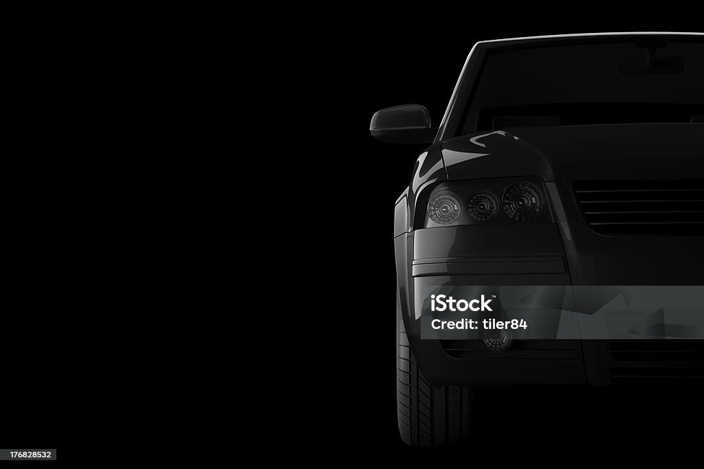 3 d coche Silueta en fondo negro - Foto de stock de Coche libre de derechos
