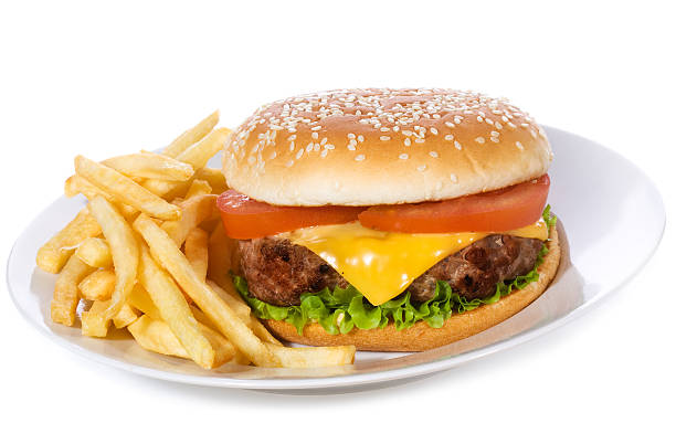 istock Plate with a cheeseburger and french fries 176829667