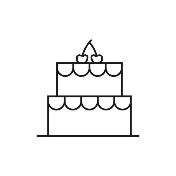 Vector illustration of BIRTHDAY CAKE Line Icon Vector Illustration. Icon Design for Logo, Mobile App, Website, UI, UX, Sign, Symbol.