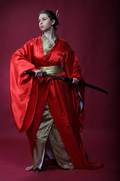 istock Girl in a kimono with the katana 176830195