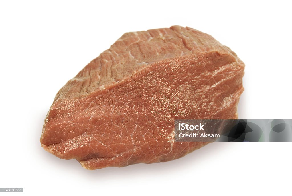 Piece of crude meat Piece of fresh crude meat. On a white background Beef Stock Photo