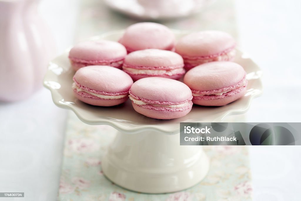 Buttons Parisian macarons on a cakestand Afternoon Tea Stock Photo