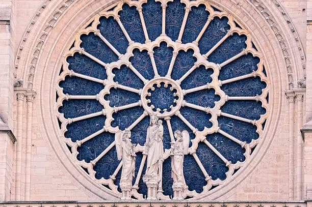 The stained-glass of basilica of the Notre-Dame